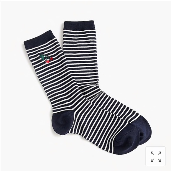 J. Crew Accessories - J. Crew Striped trouser sock cherry embroider NWT J. Crew Accessories - J. Crew Striped trouser sock cherry embroider NWT